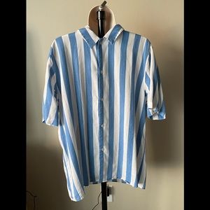 Blue Striped Dress Shirt H&M Size Large
